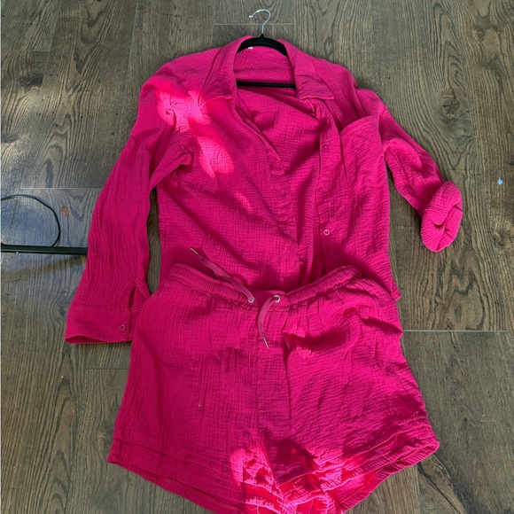 Vibrant Pink Women's Shorts Set - Picture 2 of 4